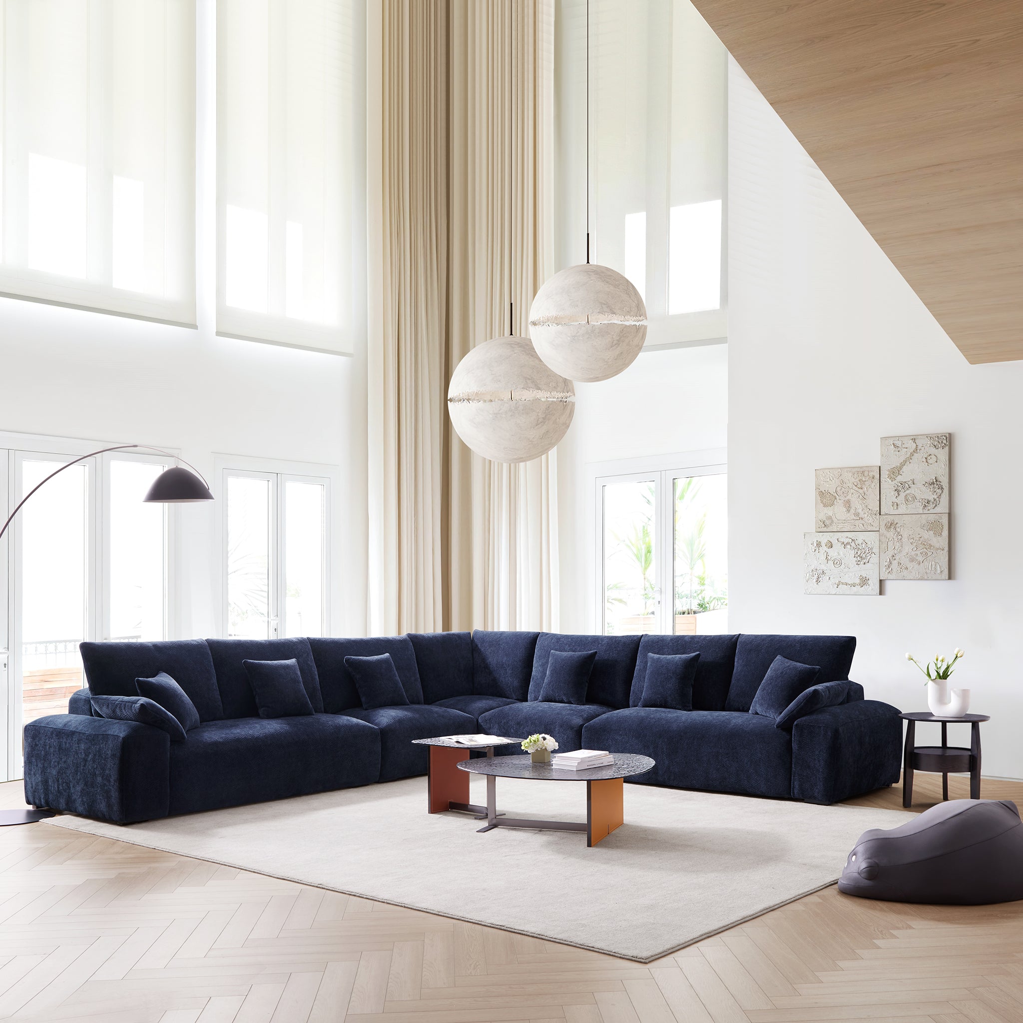 The Empress Navy Blue Corner Sectional SOKA HOME