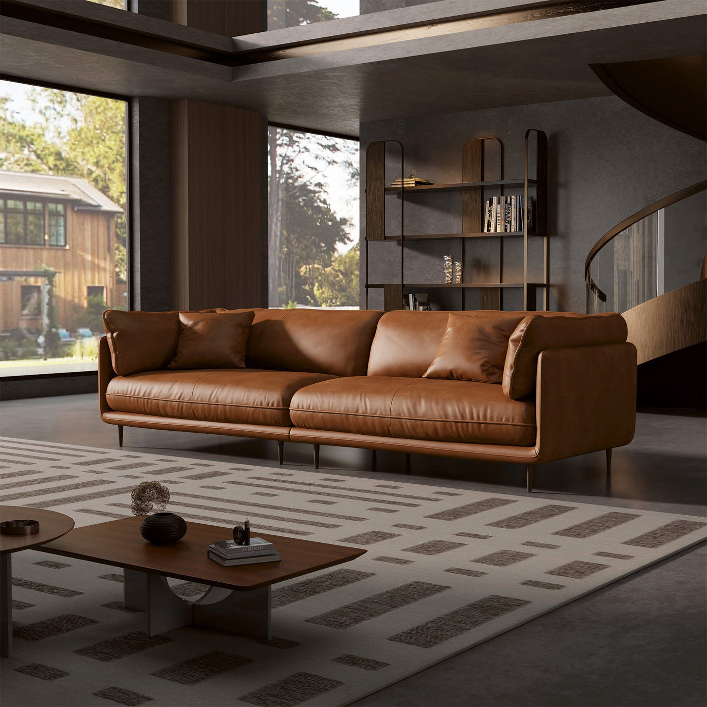 Vanilla Brown Genuine Leather Sofa