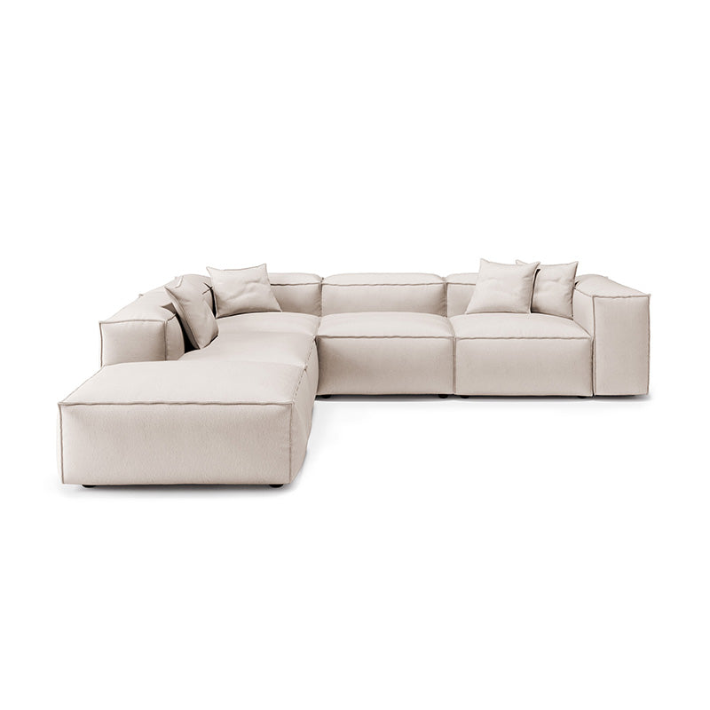 Freedom Modular Khaki L Shaped Sectional and Ottoman-hidden