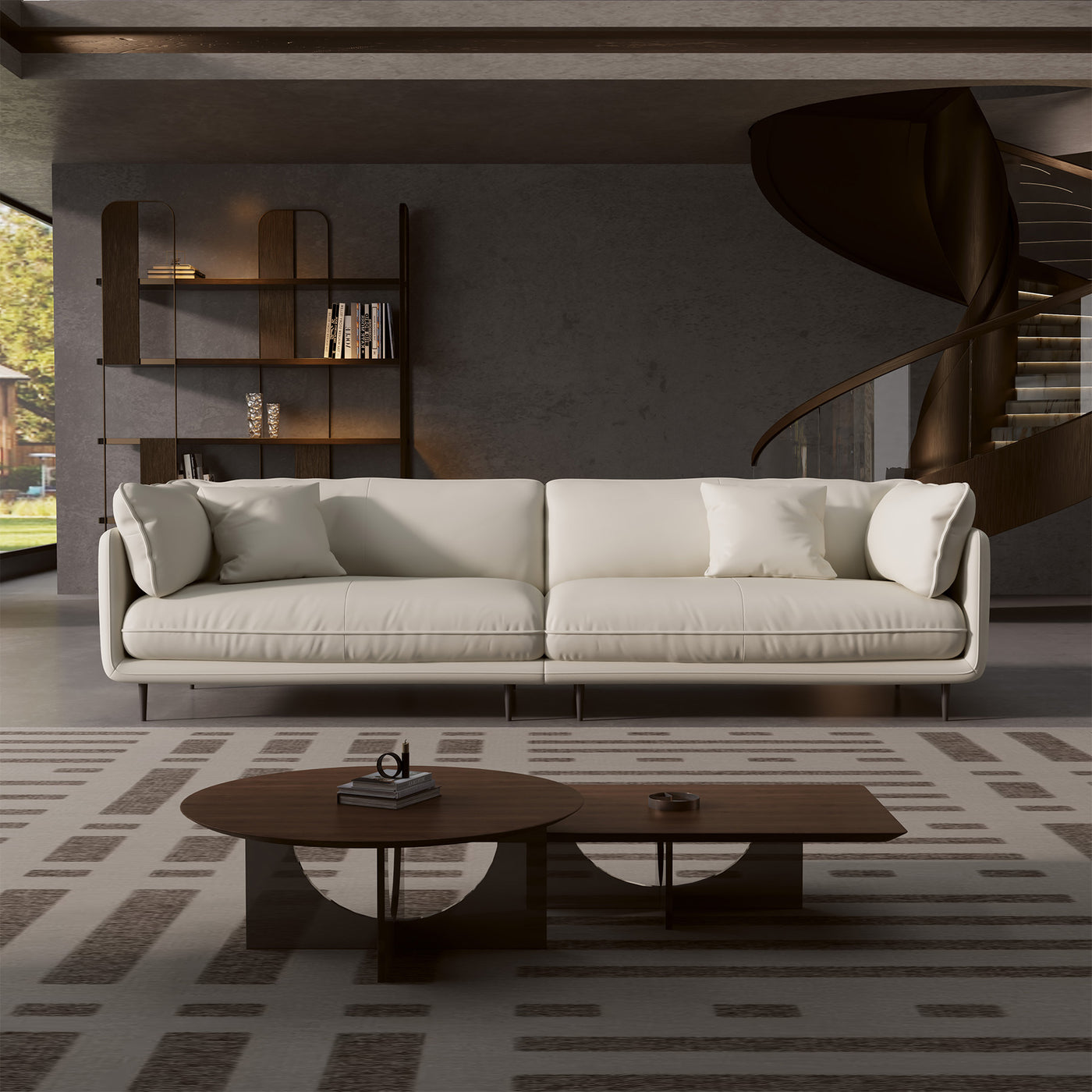 Vanilla Brown Genuine Leather Sofa