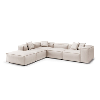 Freedom Modular Khaki L Shaped Sectional and Ottoman-Khaki