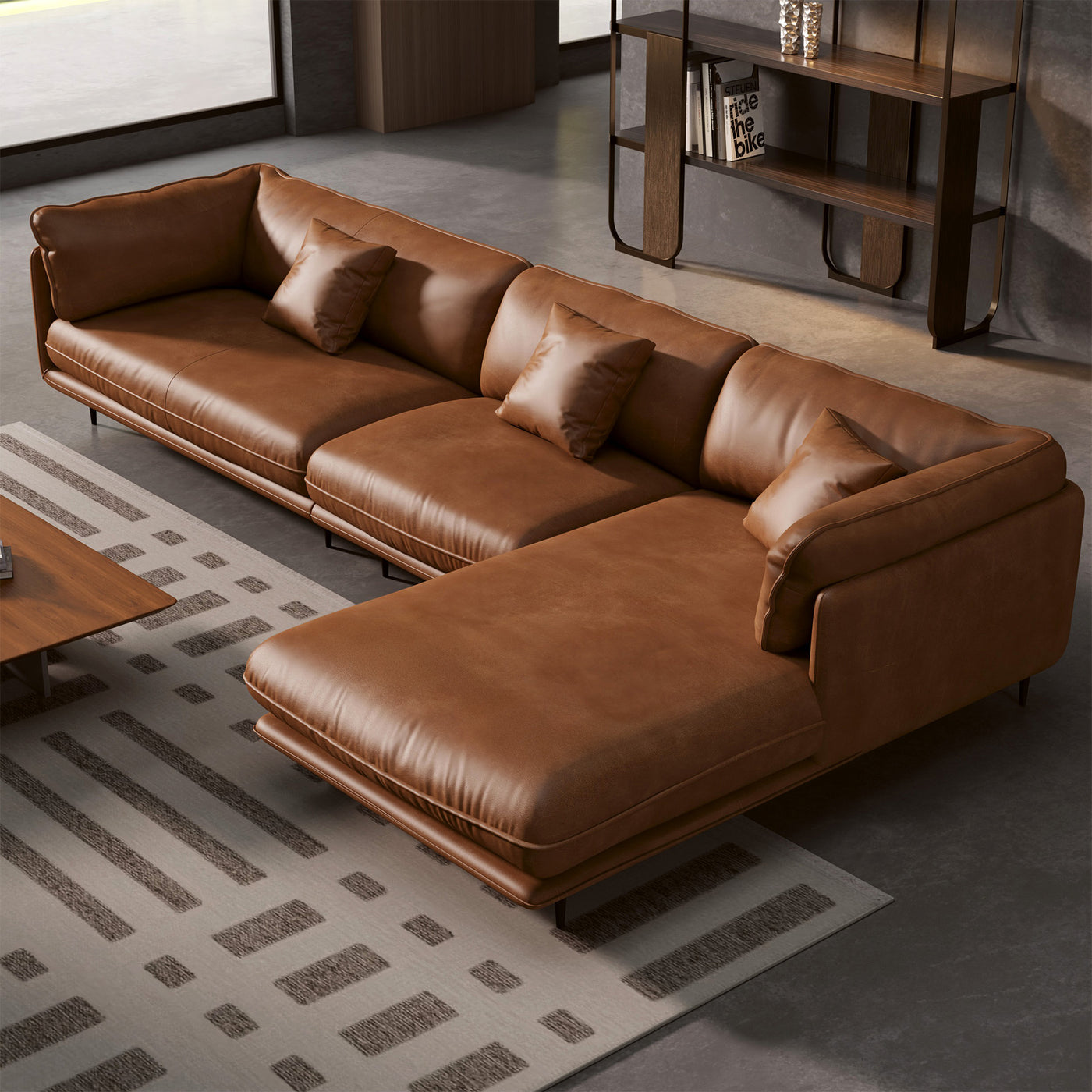 Vanilla Black Genuine Leather Sectional