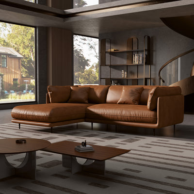 Vanilla Black Genuine Leather Sectional