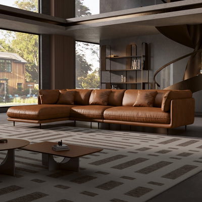 Vanilla Black Genuine Leather Sectional