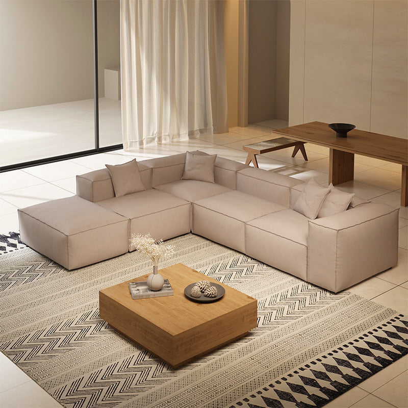 Freedom Modular Khaki L Shaped Sectional and Ottoman-Khaki