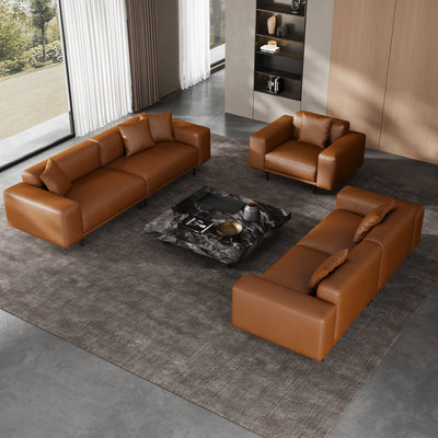 Noble Dark Gray Leather Sofa Set