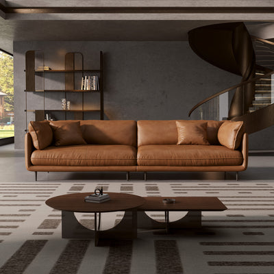 Vanilla Brown Genuine Leather Sofa