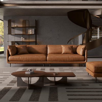 Vanilla Brown Genuine Leather Sofa