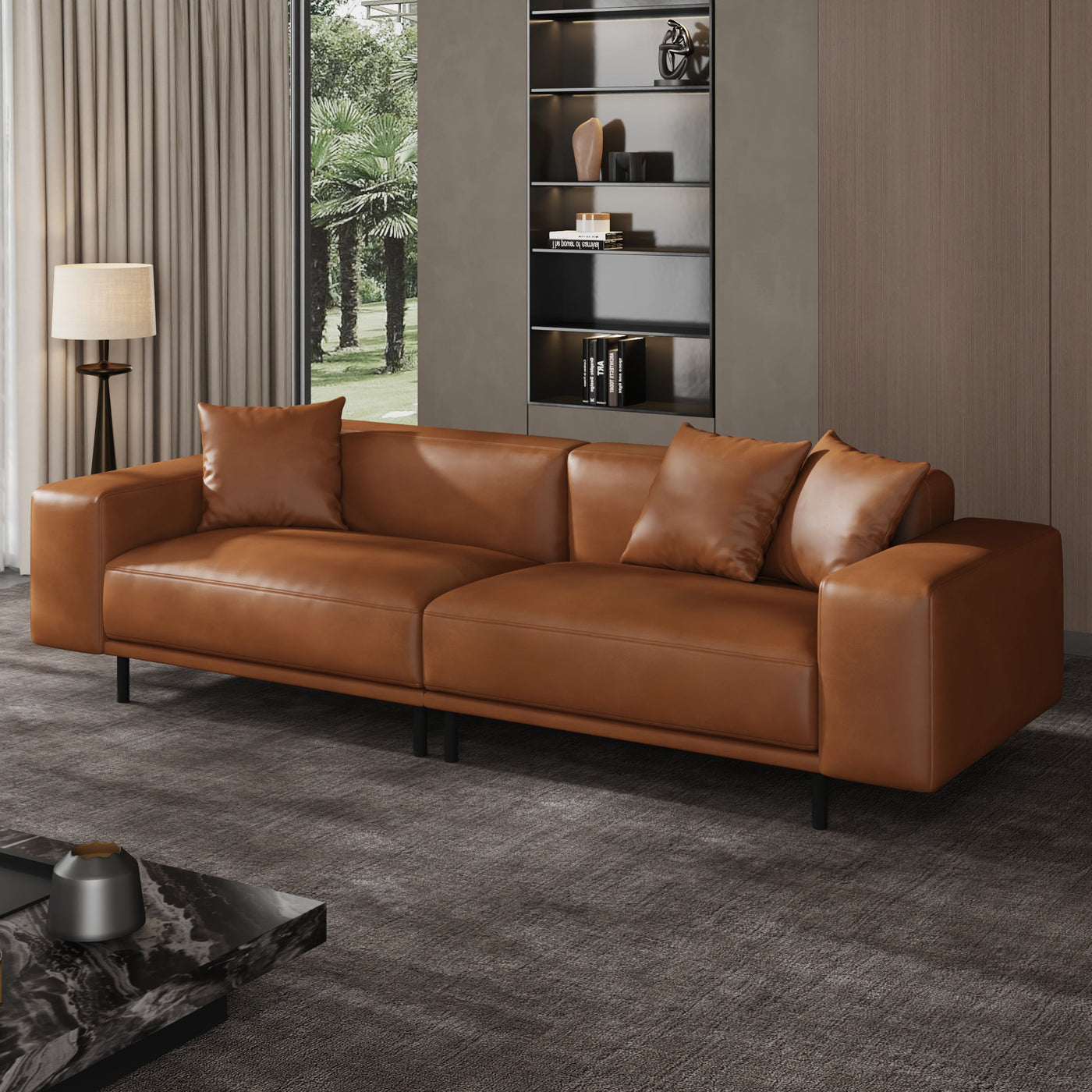 Noble Dark Gray Leather Sofa