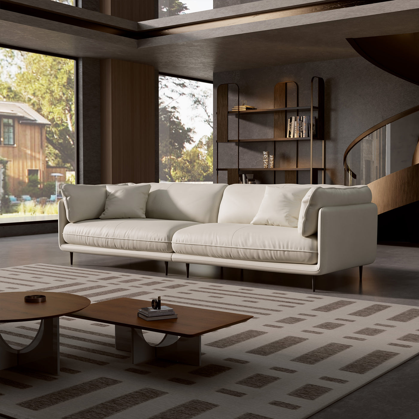 Vanilla Brown Genuine Leather Sofa