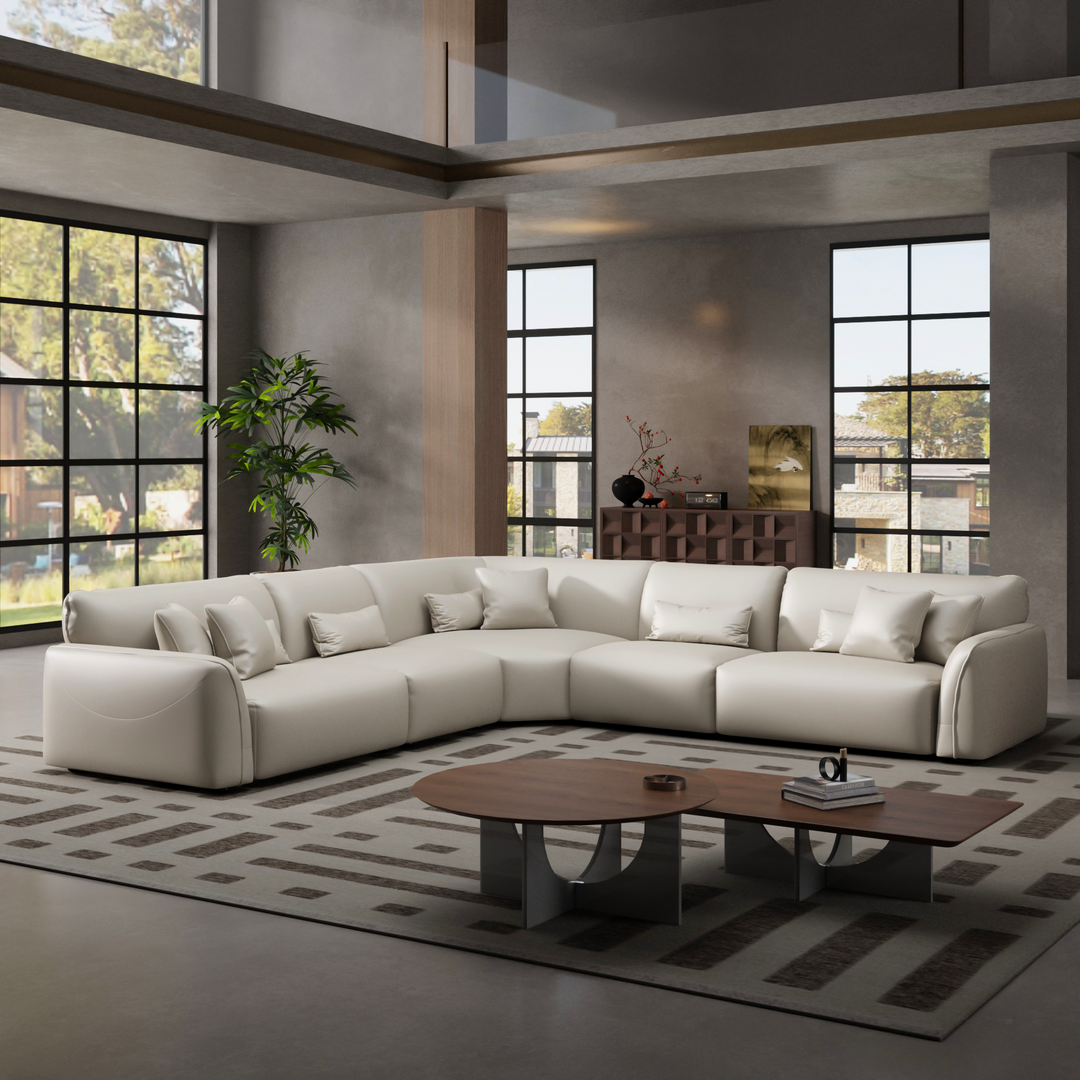 Milano Moda Minimalist White Leather Corner Sofa
