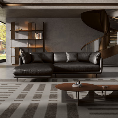 Vanilla Black Genuine Leather Sectional