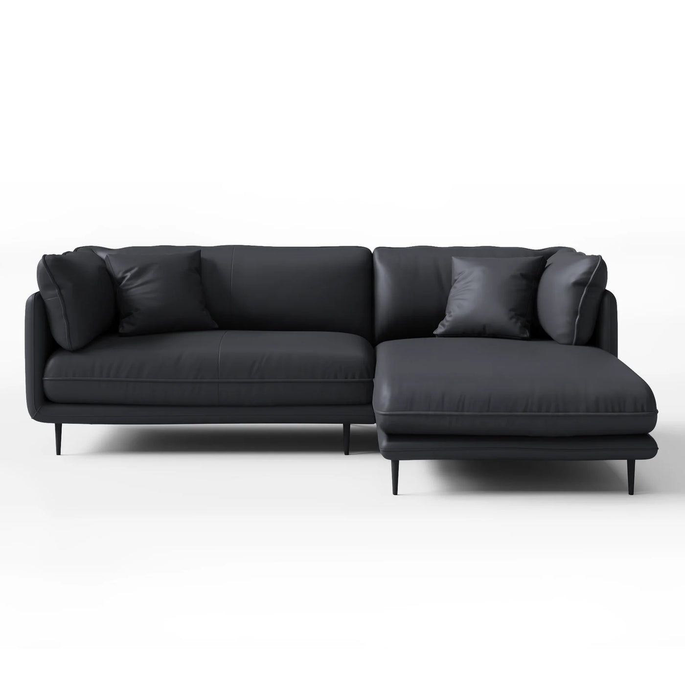 Vanilla Black Genuine Leather Sectional