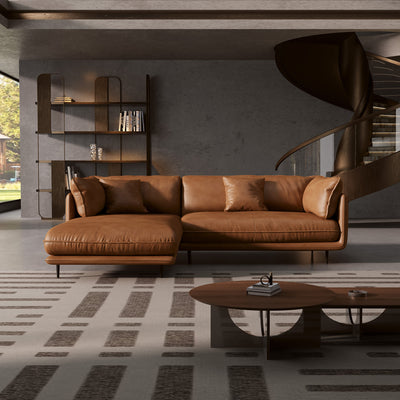 Vanilla Black Genuine Leather Sectional