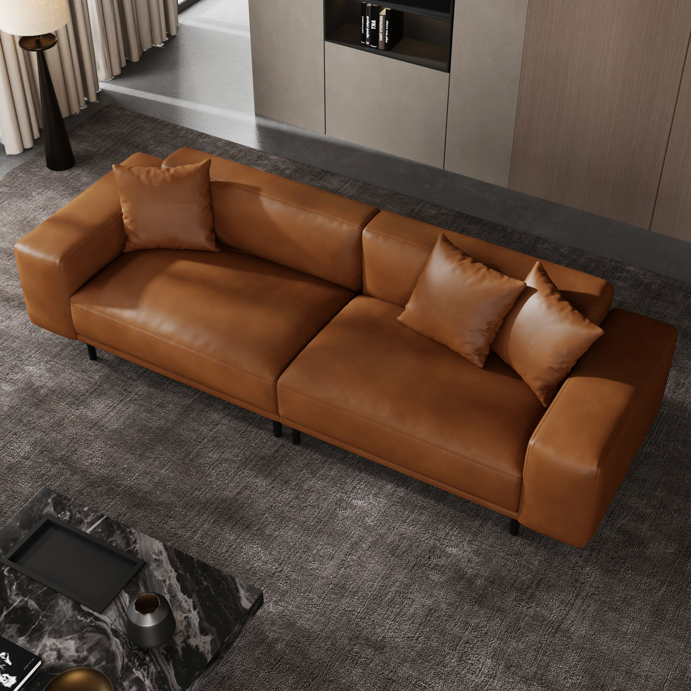 Noble Dark Gray Leather Sofa