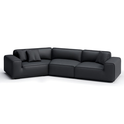 Domus Curved Sofa-Black-3 Seater-Facing Left