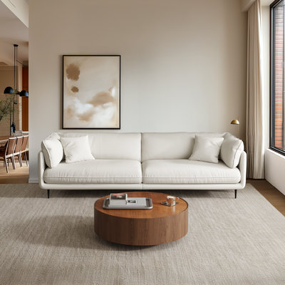 Vanilla White Leather Sofa