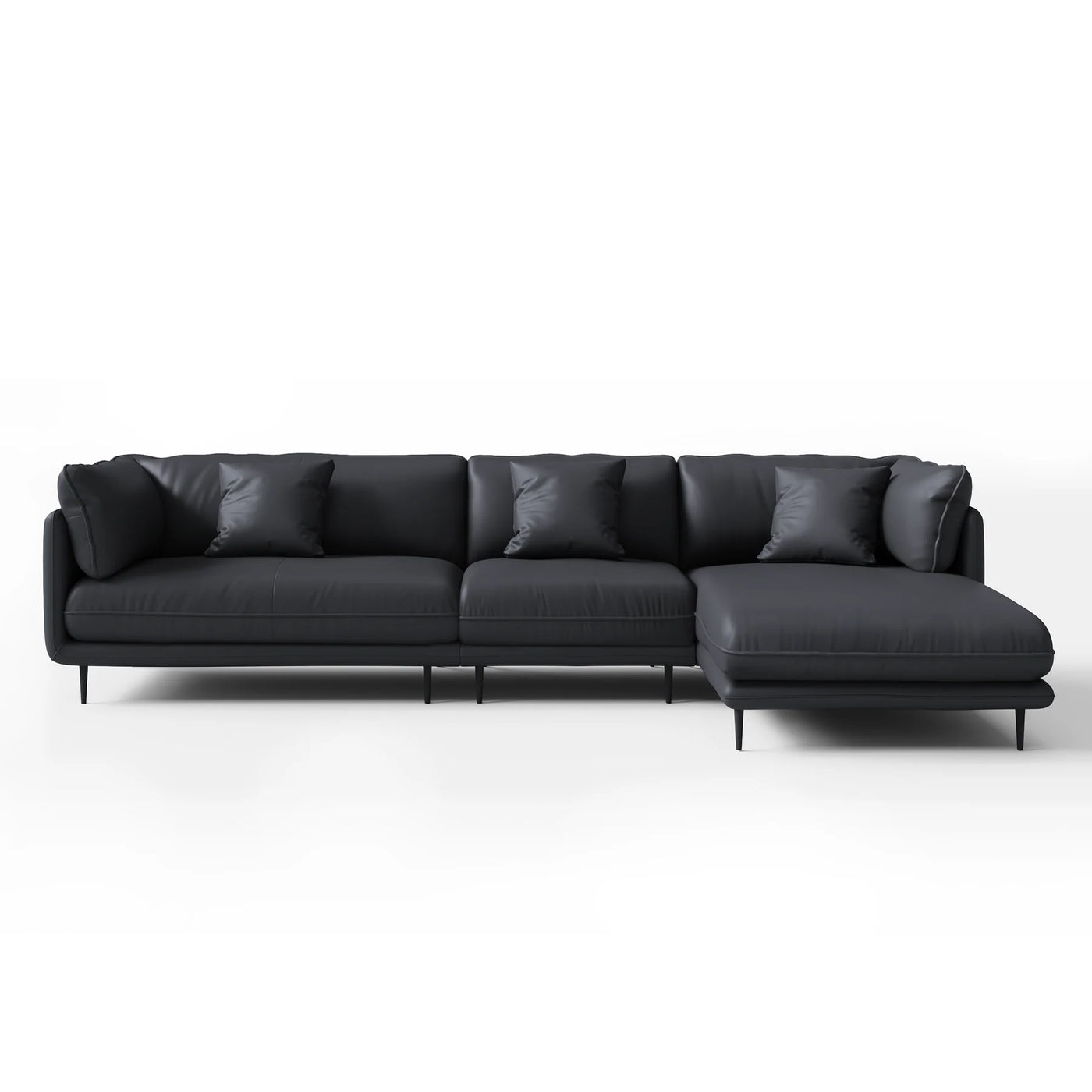 Vanilla Black Genuine Leather Sectional