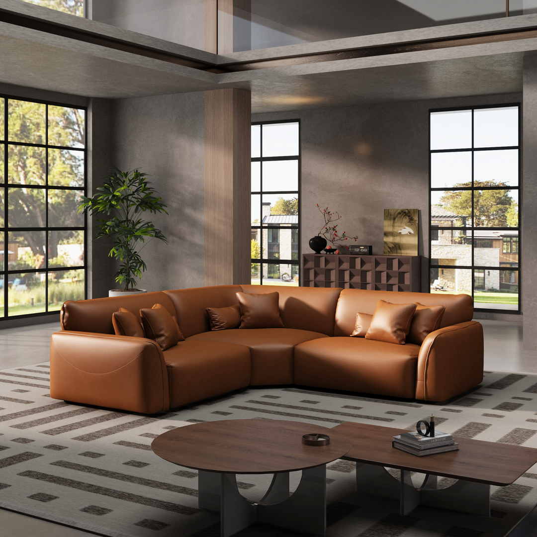 Milano Moda Minimalist Leather Corner Sofa