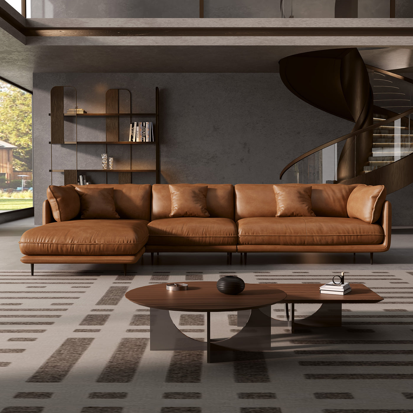 Vanilla Black Genuine Leather Sectional