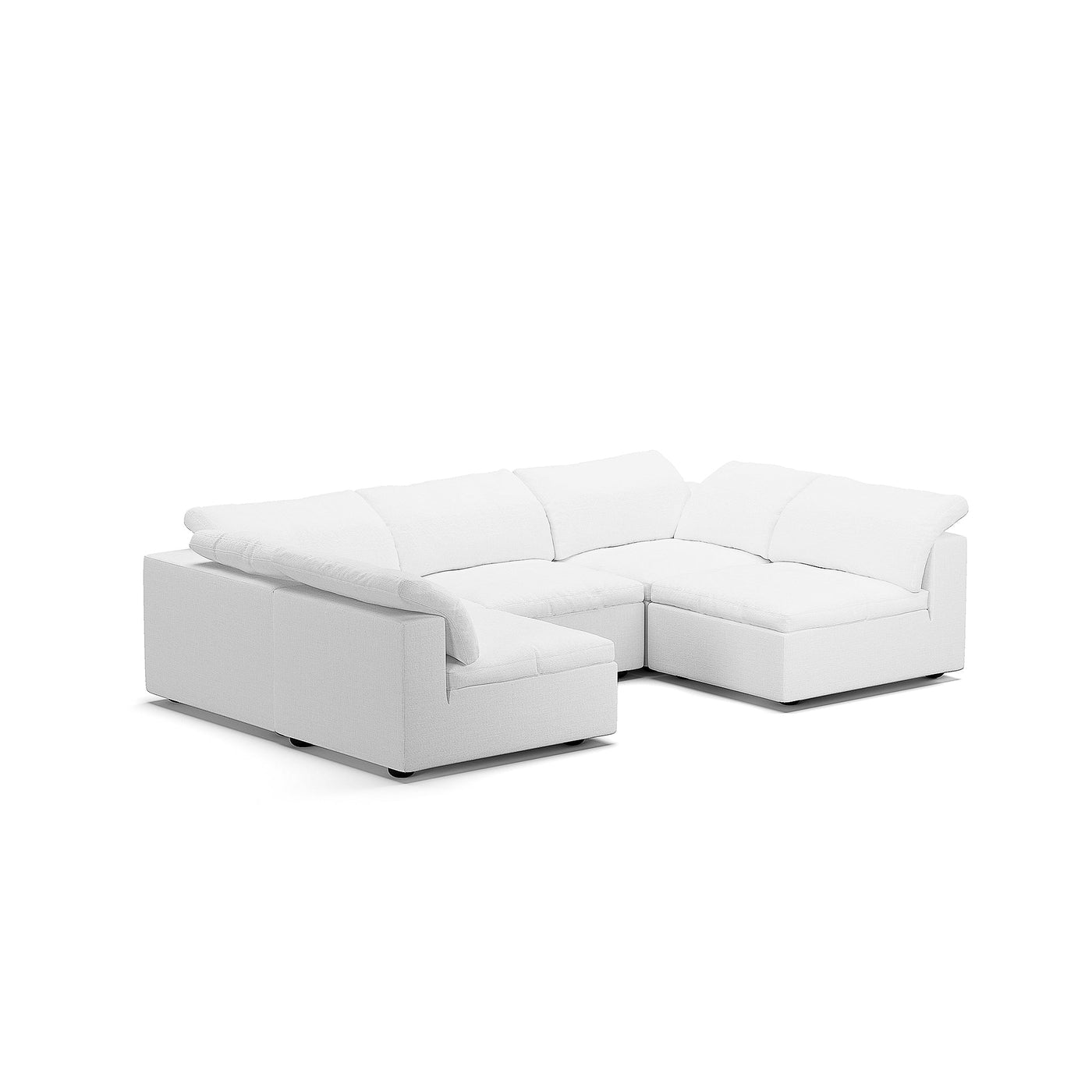 Tender Wabi Sabi Sand U Shaped Sectional with Open Ends-White-128.0"