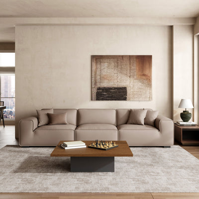 Domus Modular Khaki Leather Sofa-Khaki