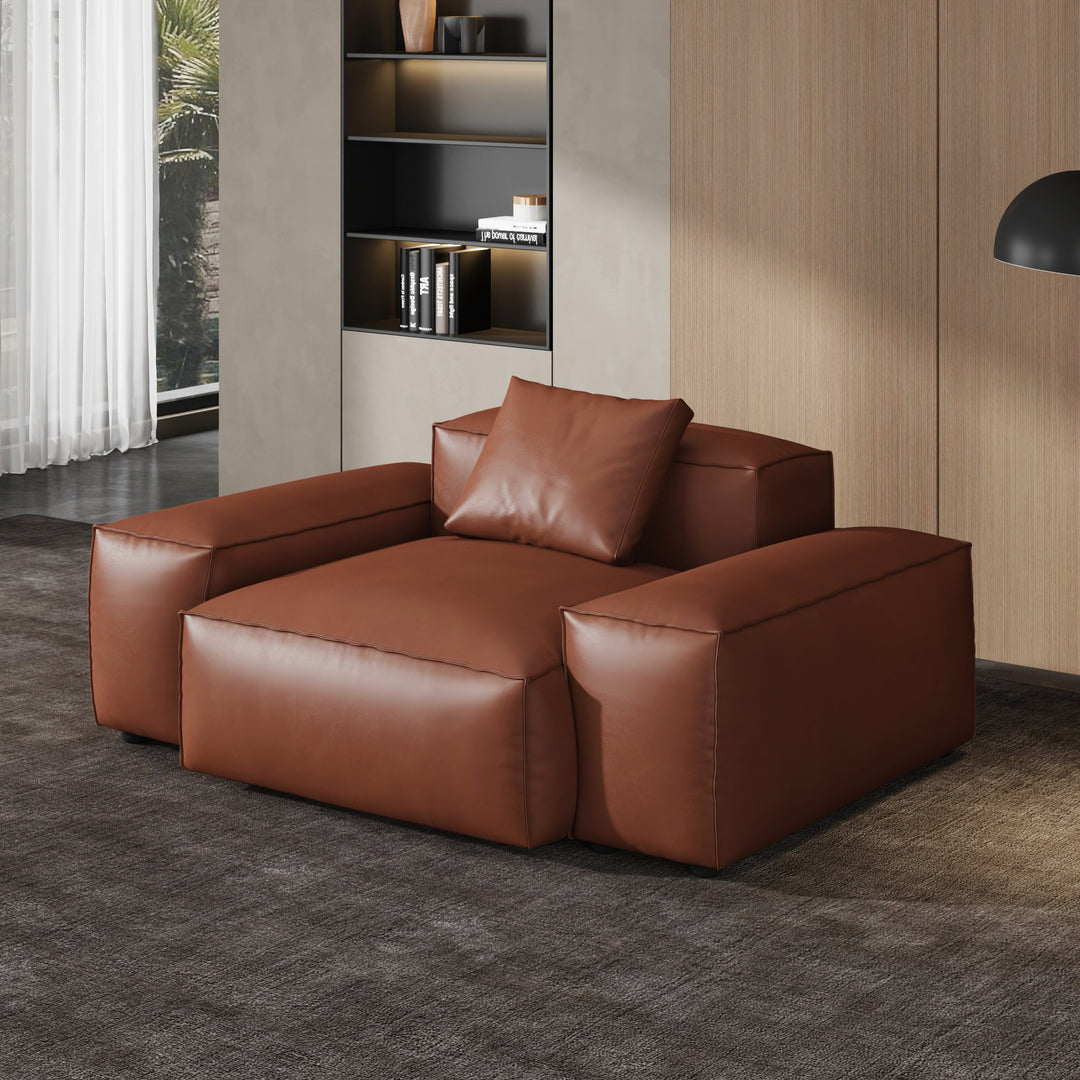 Cube Modular Brown Genuine Leather Armchair