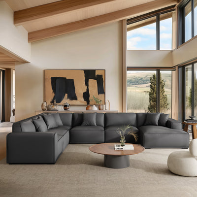 Domus Modular Dark Gray Leather U-Shaped Sectional
