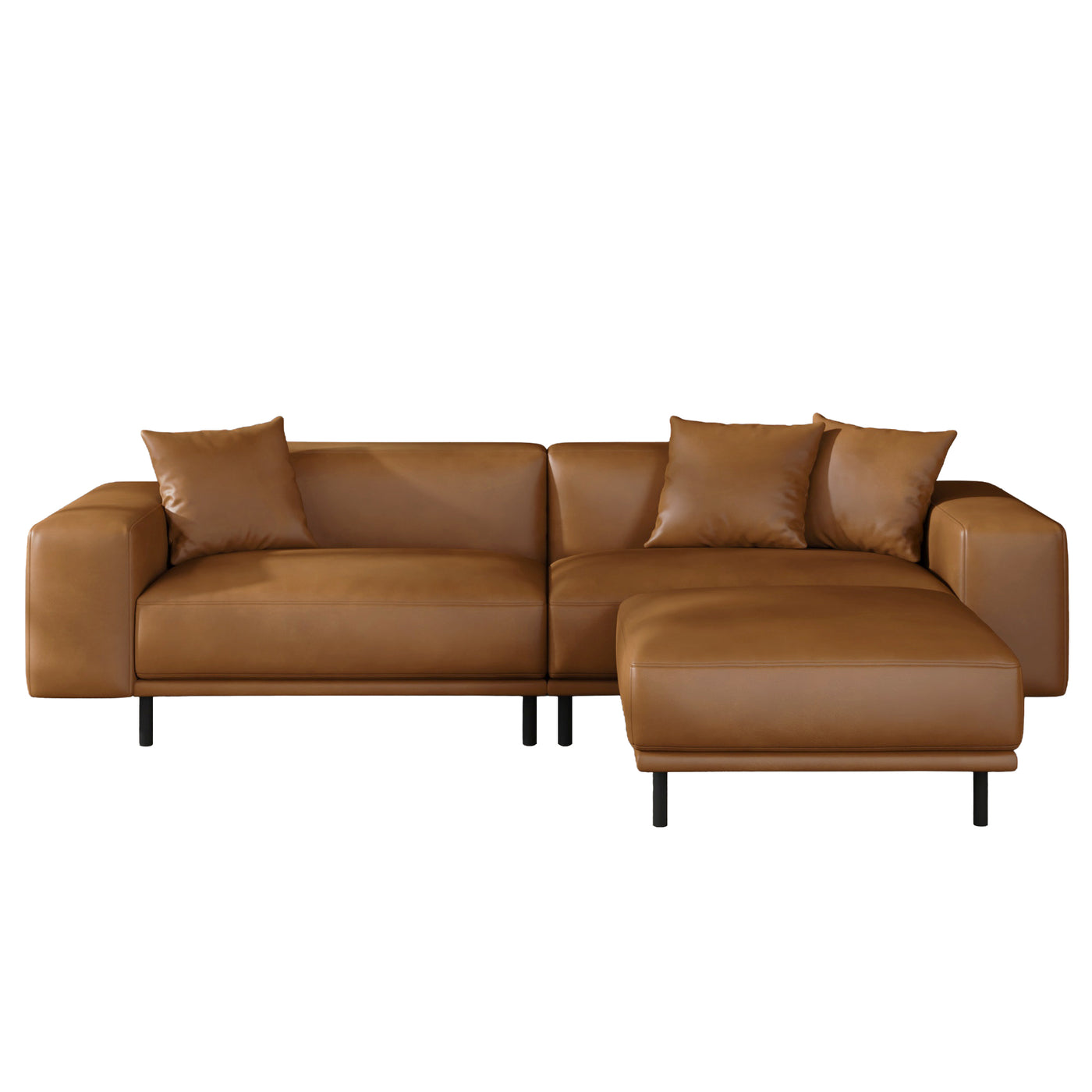 Noble Dark Gray Leather Sofa with Ottoman