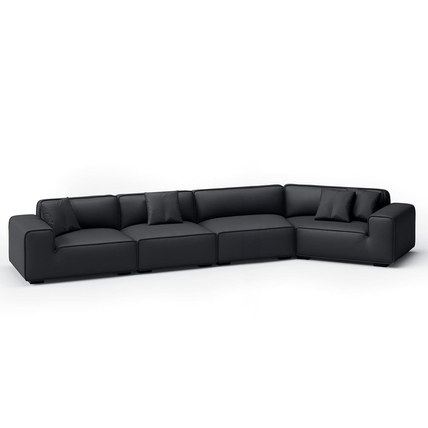 Domus Curved Sofa-Black-4 Seater-Facing Right