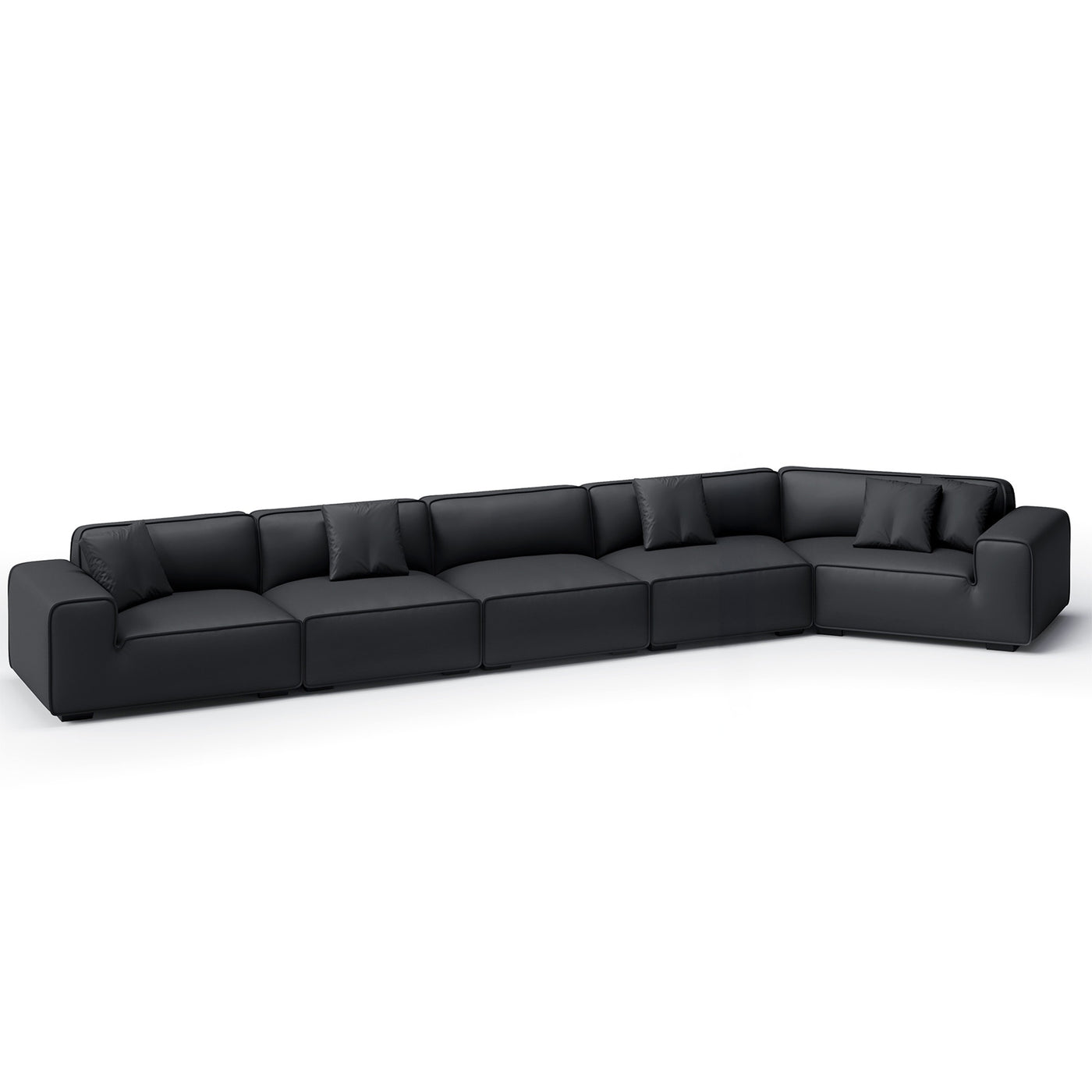 Domus Curved Sofa-Black-5 Seater-Facing Right