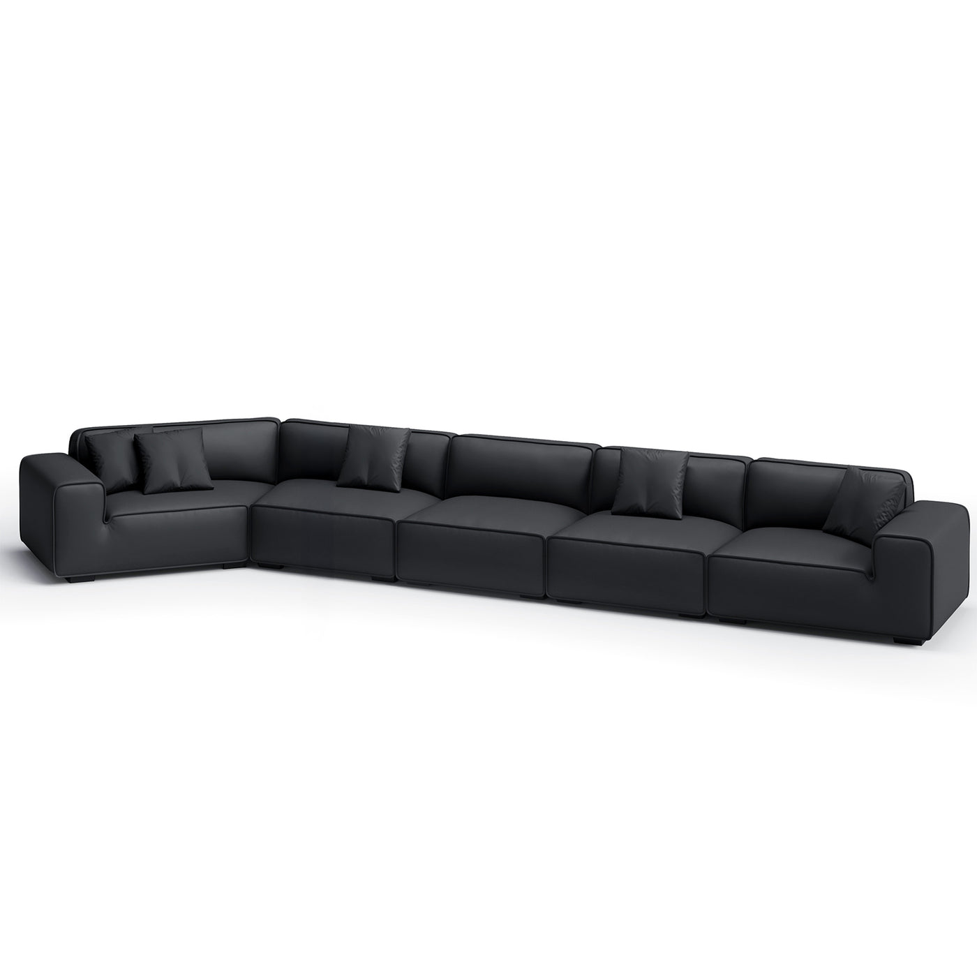 Domus Curved Sofa-Black-5 Seater-Facing Left