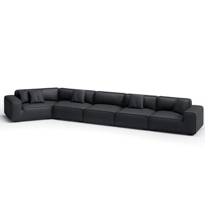 Domus Curved Sofa-Black-5 Seater-Facing Left