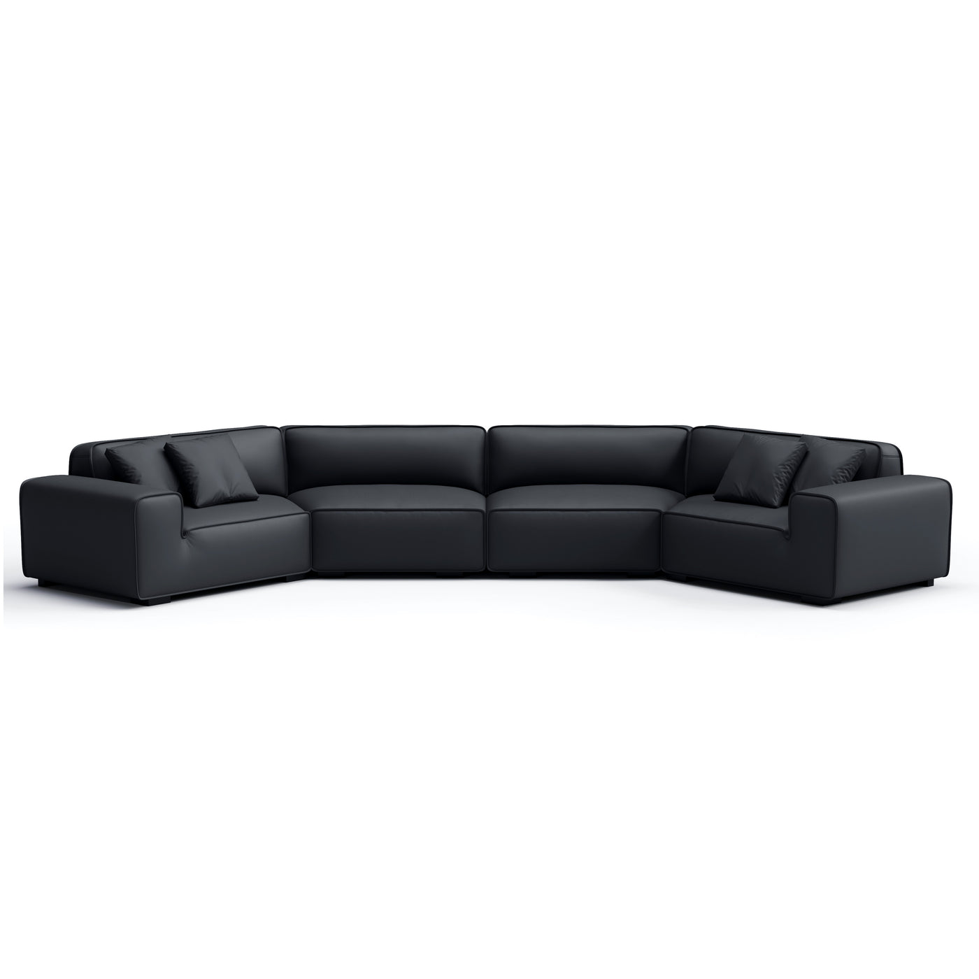 Domus U Shaped Curved Modular Sectional Sofa-Black