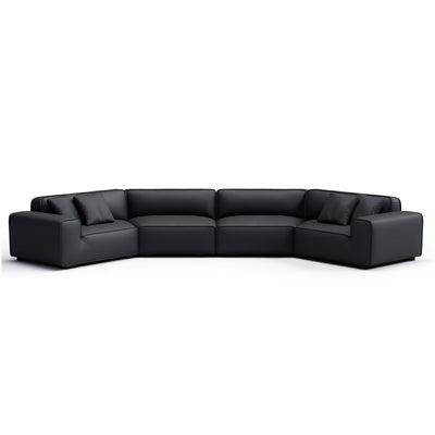 Domus U Shaped Curved Modular Sectional Sofa-Black