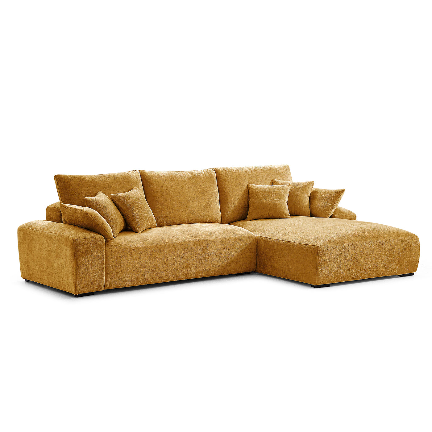 The Empress Beige Sectional-Yellow-115.4"-Facing Right