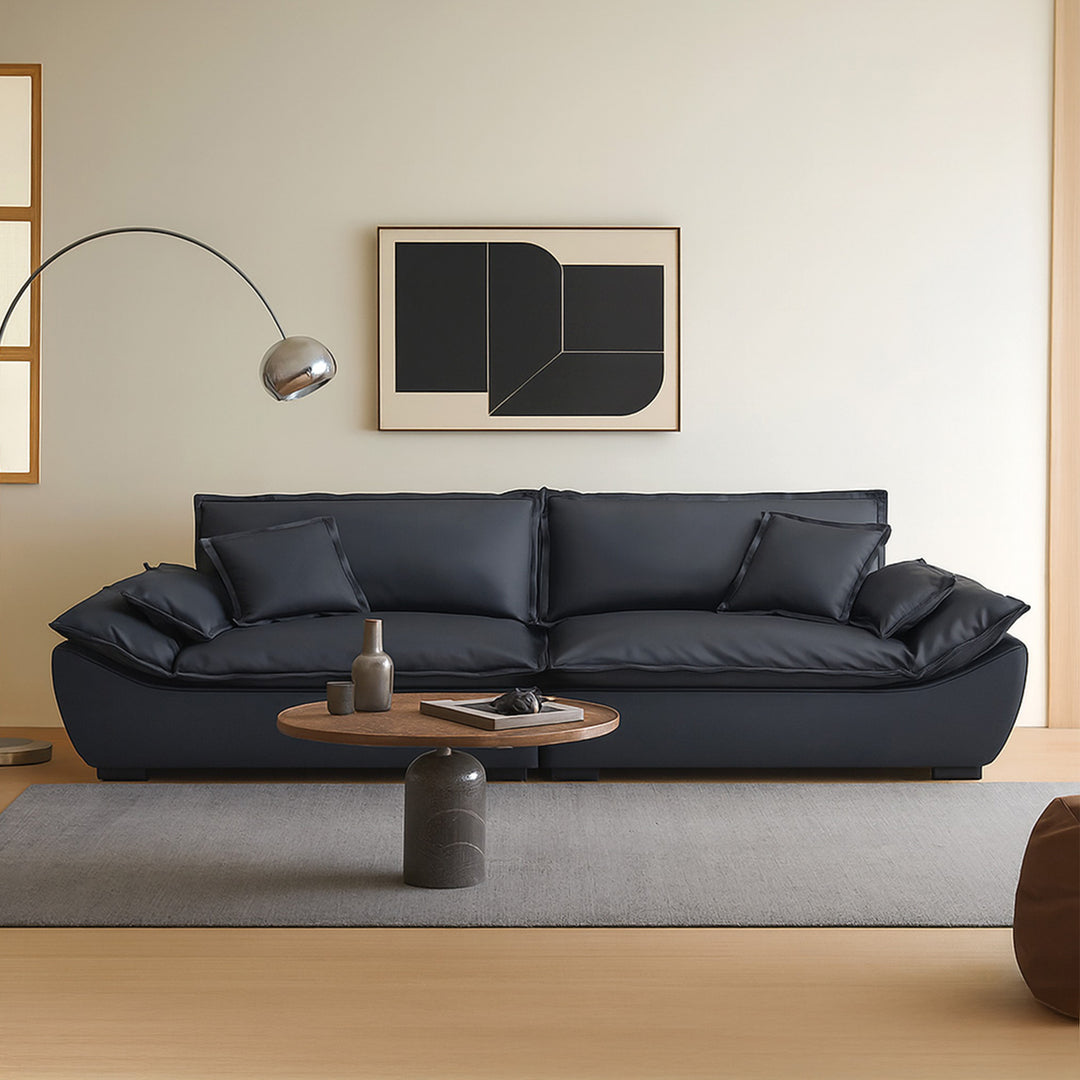 Casper Sailboat Leather Sofa-Black