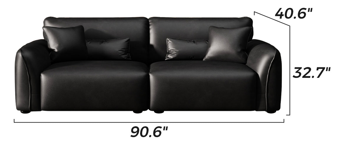 Milano Moda Minimalist Black Leather Sofa