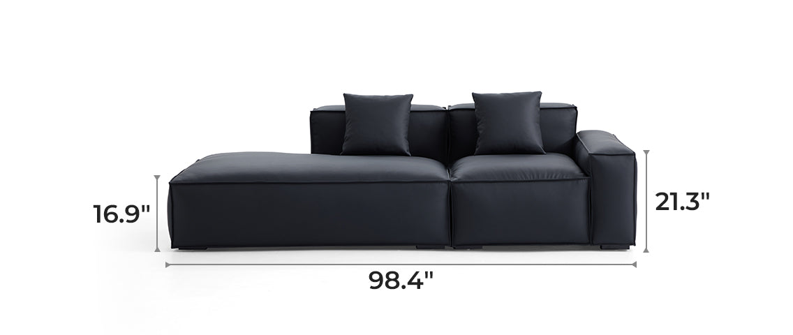 Geometry Minimalist Black Leather Sofa