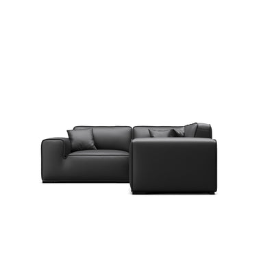 Domus Modular Dark Gray Leather L Shaped Sectional-Black-3 Seater 91.3″