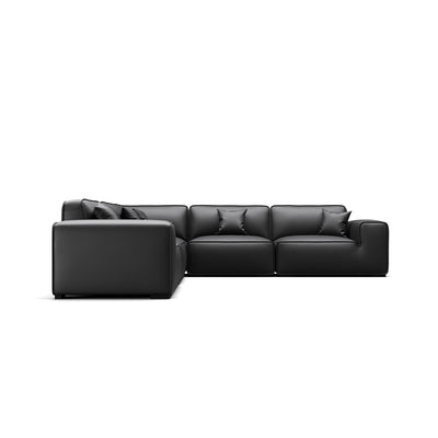Domus Modular Black Leather Sectional Sofa-Black-5 Seater(126.8")
