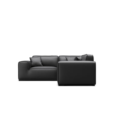 Domus Modular Khaki Leather L Shaped Sectional-Black-3 Seater-91.3"