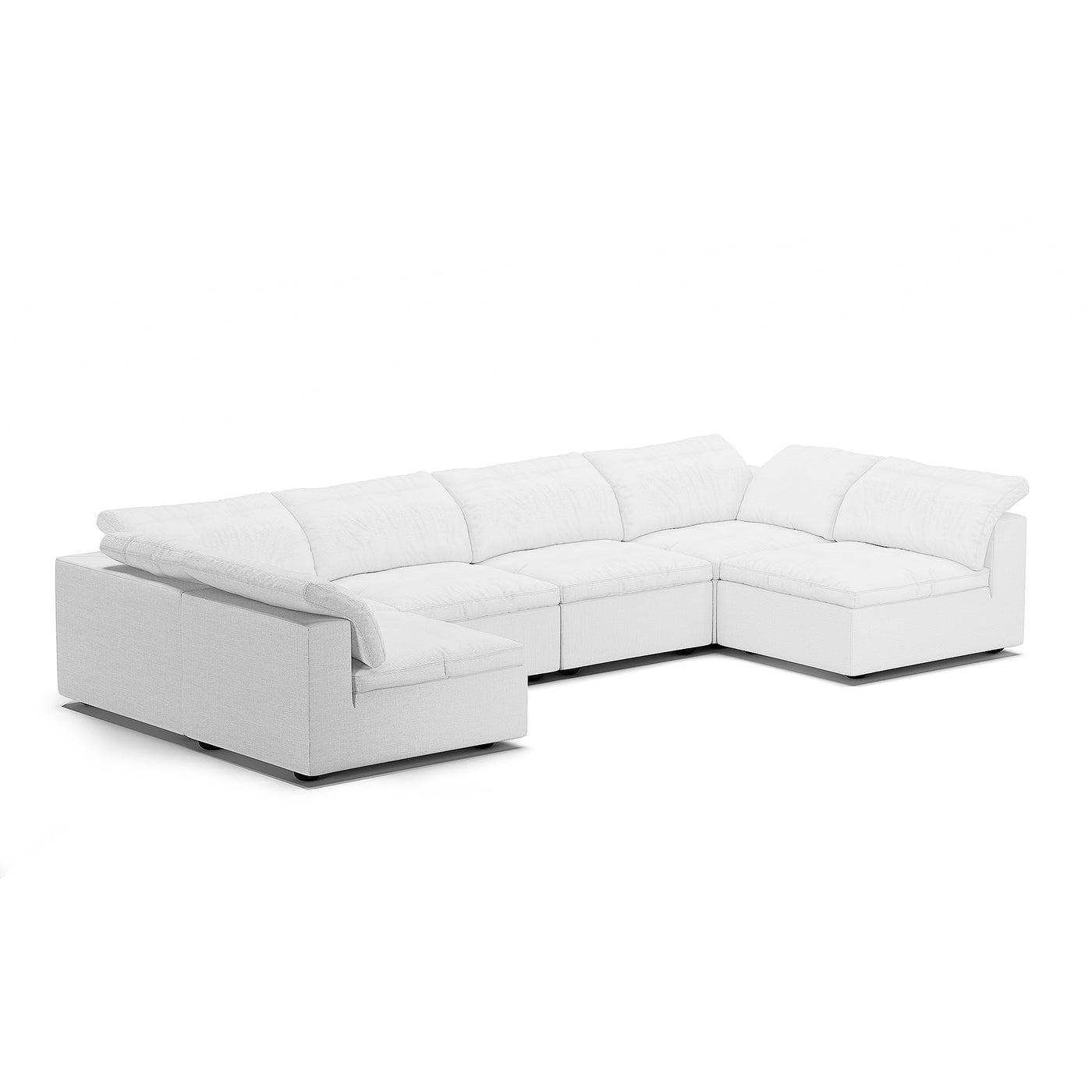 Tender Wabi Sabi U Shaped Sectional with Open End-White