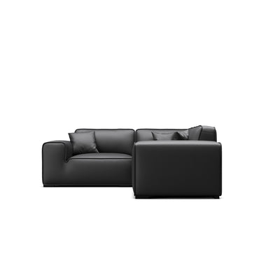 Domus Modular Black Leather L Shaped Sectional Sofa-Black-3 Seater