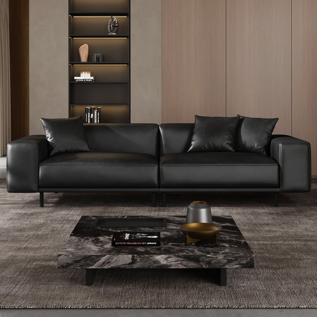Noble Black Leather Sofa