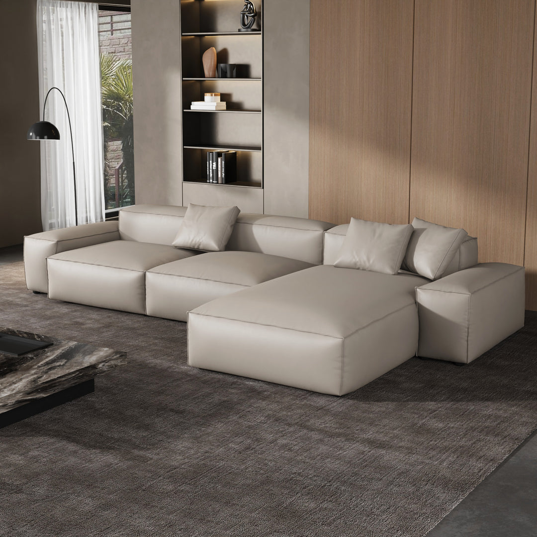 Cube Modular Beige Genuine Leather Sectional