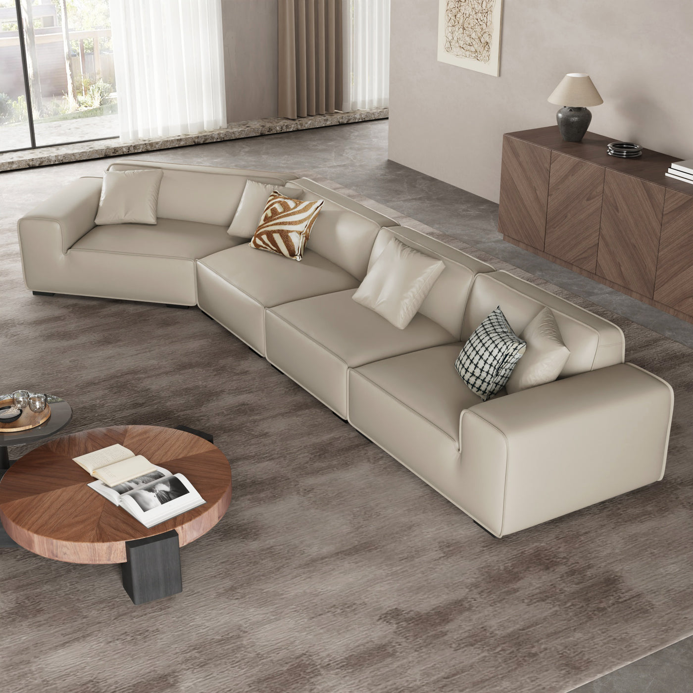 Domus Curved Sofa-Beige
