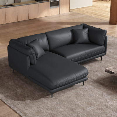 Vanilla Black Leather Sectional
