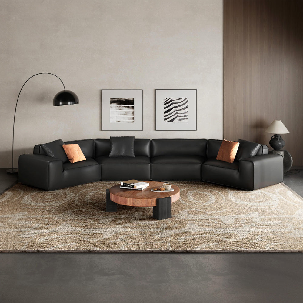 Domus U Shaped Curved Modular Sectional Sofa-Black