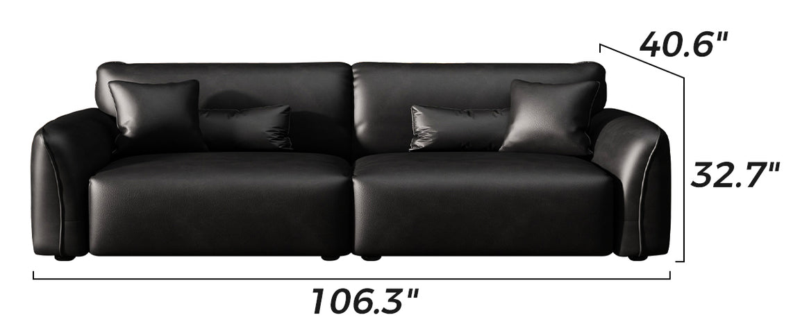 Milano Moda Minimalist Black Leather Sofa